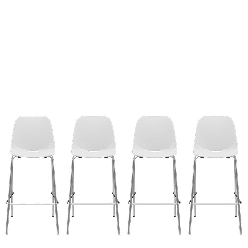 Kit 4 Cadeiras Quick Fixa Alta 4 Pés Branco