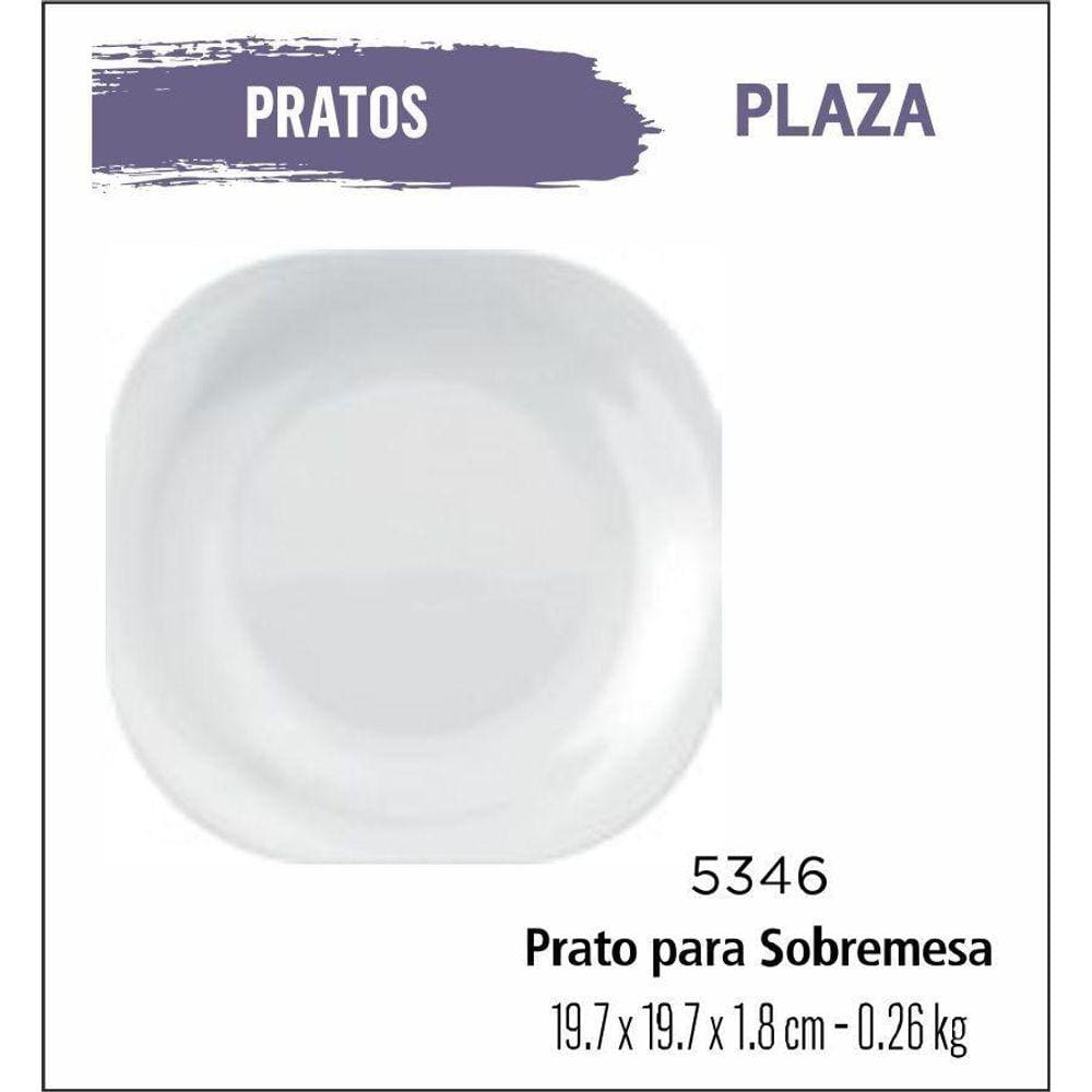 Jogo De Prato Plaza 04 Pratos Sobremesa - Lanche - Branco
