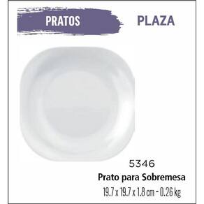 Jogo De Prato Plaza 12 Pratos Sobremesa - Lanche - Branco