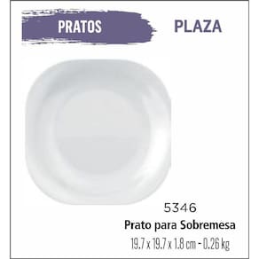 Jogo De Prato Plaza 06 Pratos Sobremesa - Lanche - Branco