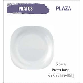Jogo De Prato Plaza 06 Pratos Rasos - 27Cm Cerâmica Branca