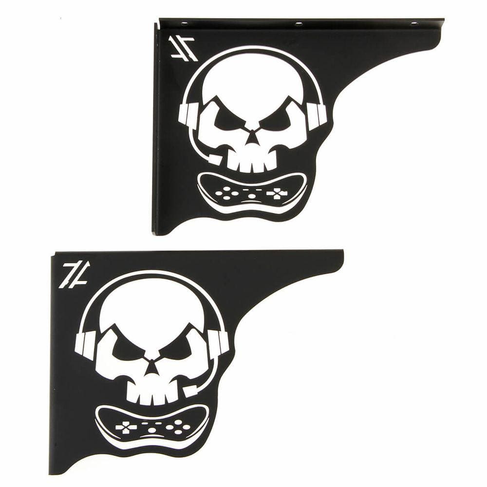 Mão Francesa Aço Preta 20cm Caveira Gamer Decorativa para Prateleira Zarg