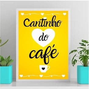 Quadro Cantinho Do Café Amarelo 33X24Cm Branca