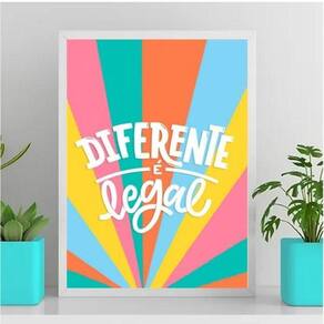Quadro Frase Diferente É Legal 33X24Cm Branca