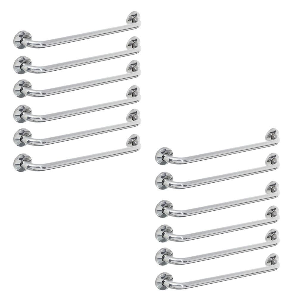 Alça de Apoio Barra Kit 12 Unidades Barra 50cm Inox Banheiro Deficiente Idoso Cadeirante Corrimao Acessibilidade Segurança