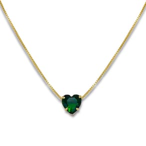 Colar Coração Verde Esmeralda Banhado Ouro 18k Semijoia