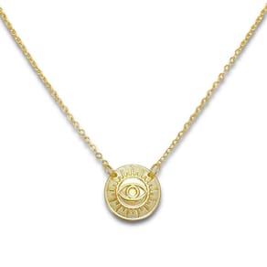 Colar Medalha Olho Grego em Relevo Banhado Ouro 18k Semijoia
