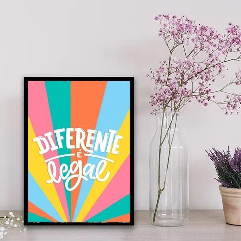 Quadro Frase Diferente É Legal 24X18Cm