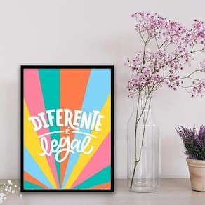 Quadro Frase Diferente É Legal 24X18Cm