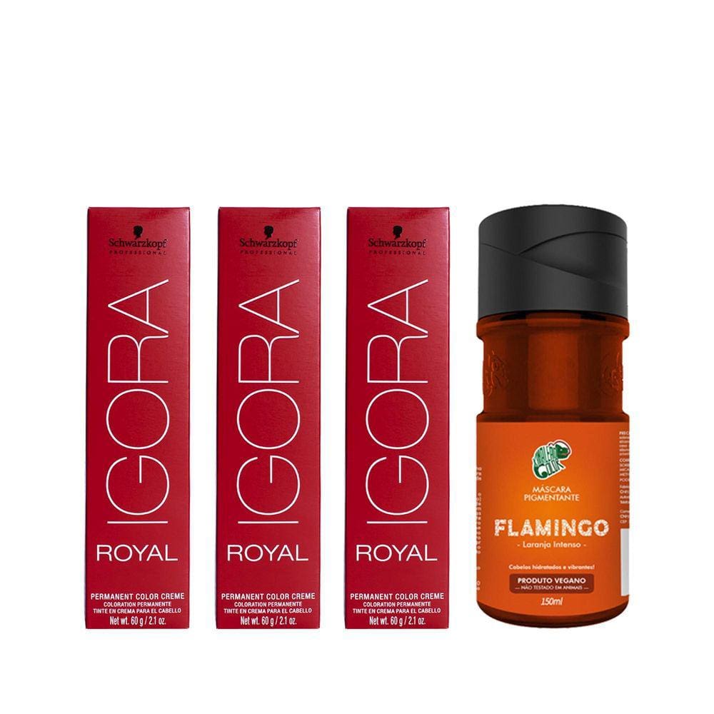 Kit Igora 9.7 Louro Extra Claro Cobre , Água Oxigenada 30 vol e Flamingo