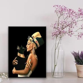 Quadro Decorativo Nefertiti Com Gato 45X34Cm