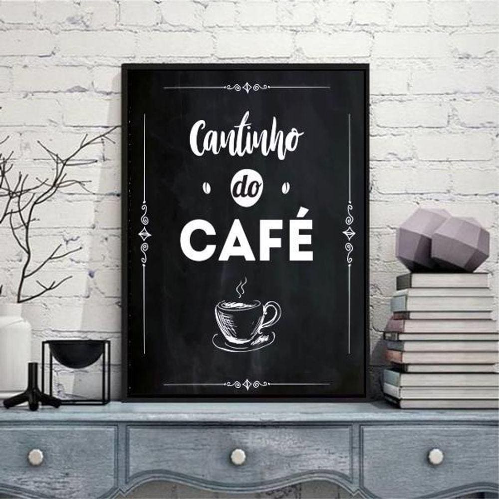 Quadro Escrito Cantinho Do Café 45X34Cm
