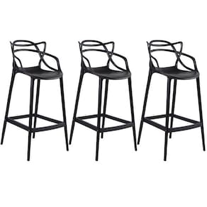 KIT C|3 Banqueta média Masters Allegra - 66 cm - Preto