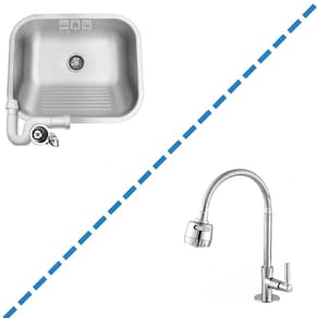 Tanque Inox 40x40x22cm Com Torneira Gourmet Jr. De Bancada