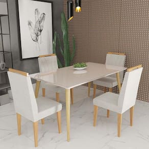 Conjunto de Mesa 160x90 Veneza Com Vidro e 4 Cadeiras Onix