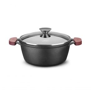 Caçarola De Ferro Fundido C/ Tampa De Vidro Forno E Fogão 20cm Mta 8340