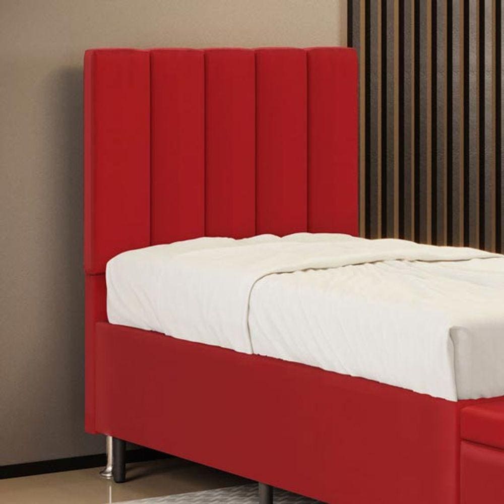 Cabeceira Nashira 90 para Cama de Solteiro A-020 Couro Vermelho Aradecor