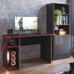 Kit Mesa Computador Gamer 3875 e Armario 2 Portas 4095
