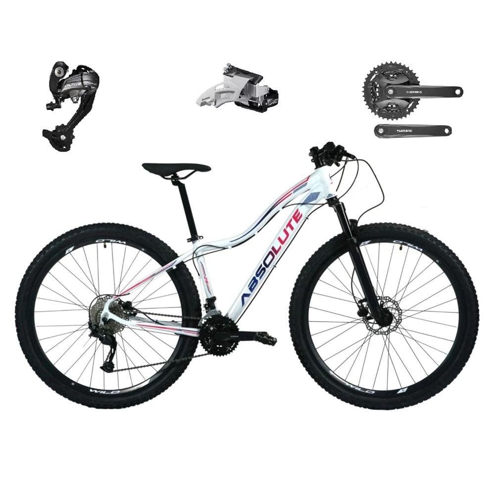 Bicicleta Feminina aro 29 Absolute Hera 27v Câmbios Shimano Altus Freios Hidráulicos - Branco