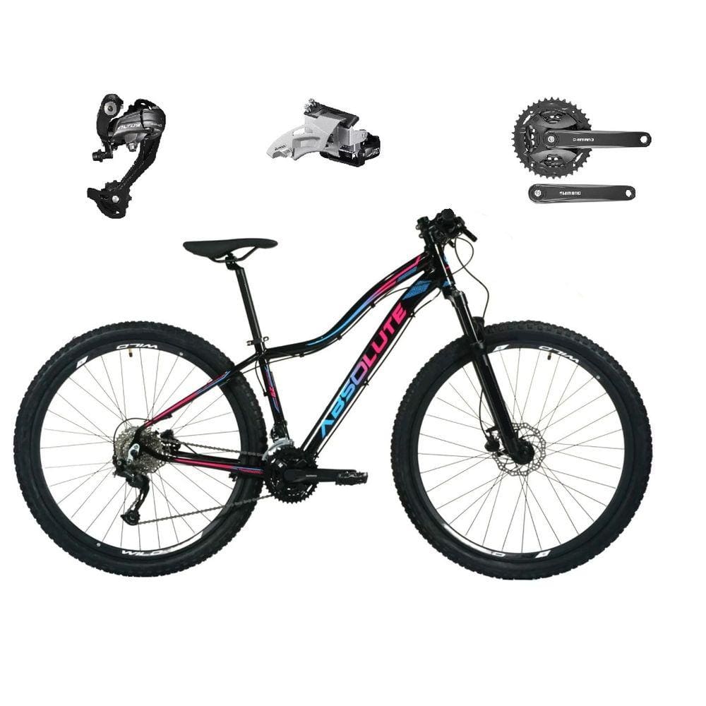 Bicicleta Feminina aro 29 Absolute Hera 27v Câmbios Shimano Altus Freios Hidráulicos - Preto