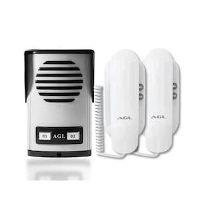 Kit Porteiro Eletrônico Coletivo Agl 2 Pontos 2 Monofones