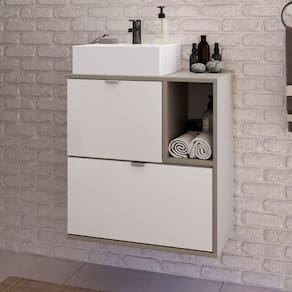 Gabinete para Banheiro sem Cuba 58x63,8cm Nordic Móveis Bosi Branco/Argento