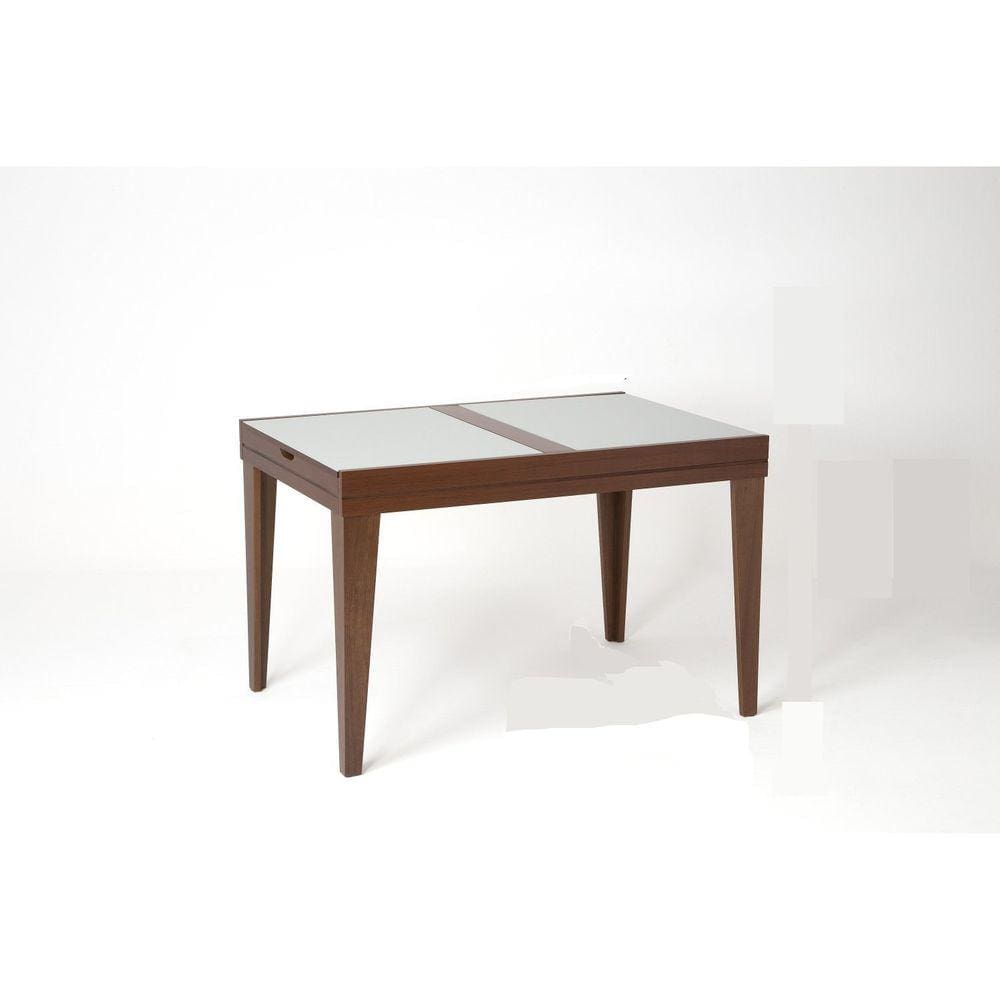 Mesa de Jantar Extensível Madeira Maciça Tampo com Vidro Paris Imbuia/Off White