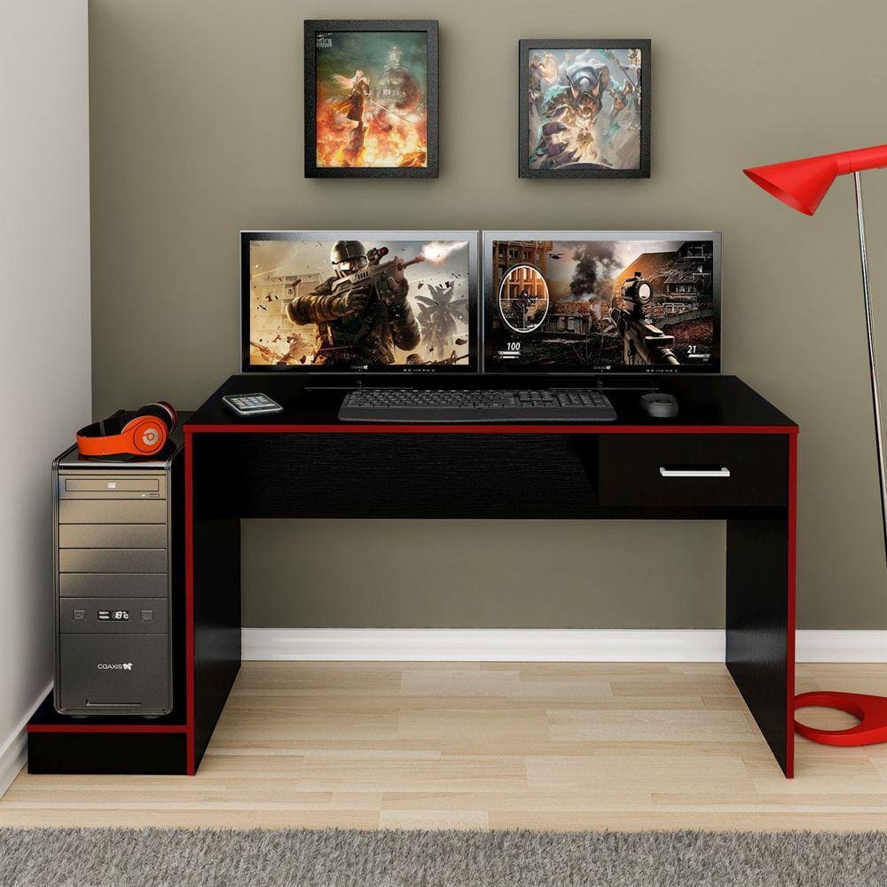 Escrivaninha Gamer Artely Preto/Vermelho