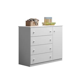 Cômoda Sapateira 4 Gavetas 1 Porta Organizadora Infantil Elisa Bco - Phoenix Baby
