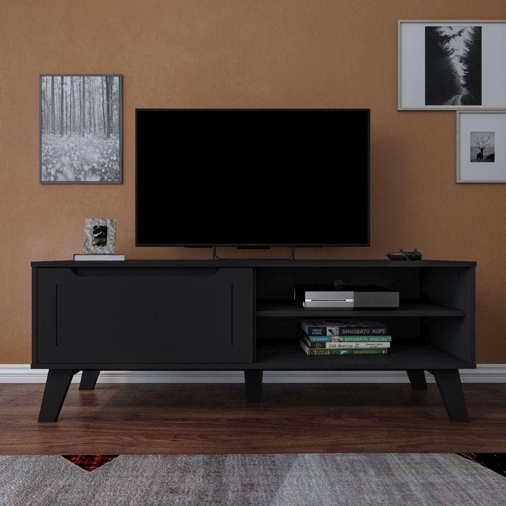 Rack para TV até 47 Polegadas 1 Porta 2 Nicho Lotus Verona Artely Preto