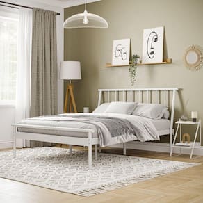 Cama Queen em Aço Begônia CabeCasa MadeiraMadeira Branco