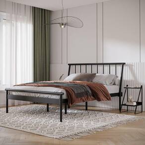 Cama Casal em Aço Begônia CabeCasa MadeiraMadeira Preto Fosco