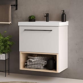 Gabinete para Banheiro 60cm Gales Móveis Bosi Branco/Faia