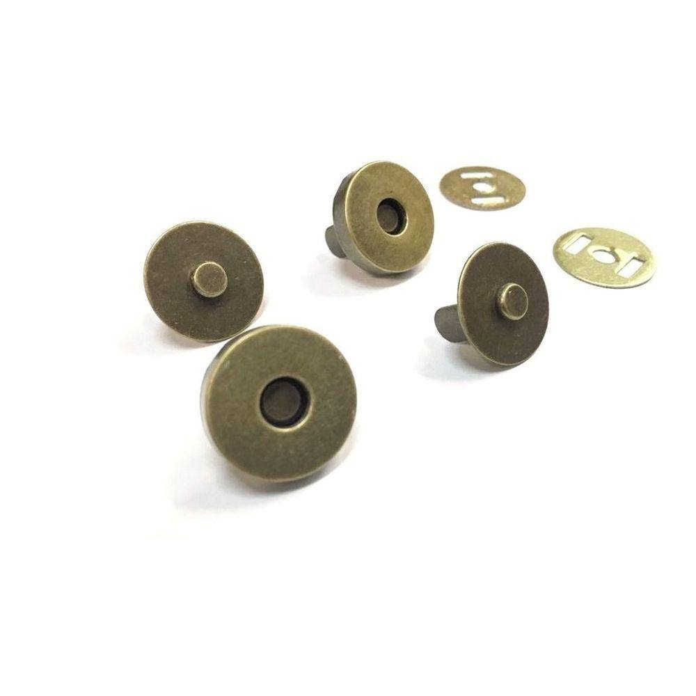 Botão Imã para Bolsas 14mm Ouro Velho - Kit com 10 Unidades