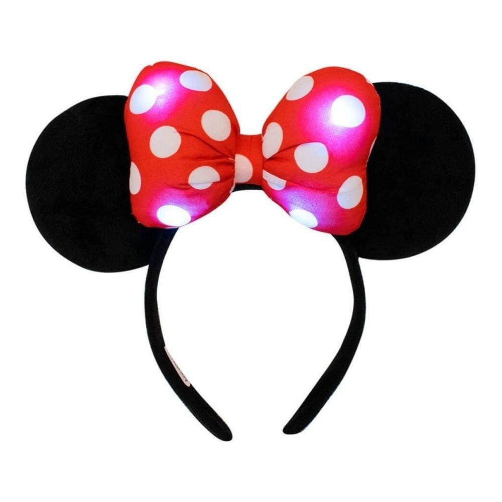 Tiara Com Luz Led Pisca Laço Vermelho Orelhas Minnie Disney
