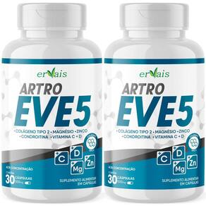 ArtroEve 5 - Colágeno Tipo 2 + Condroitina + Magnésio + Vitamina C + D + Zinco - 2 Frascos