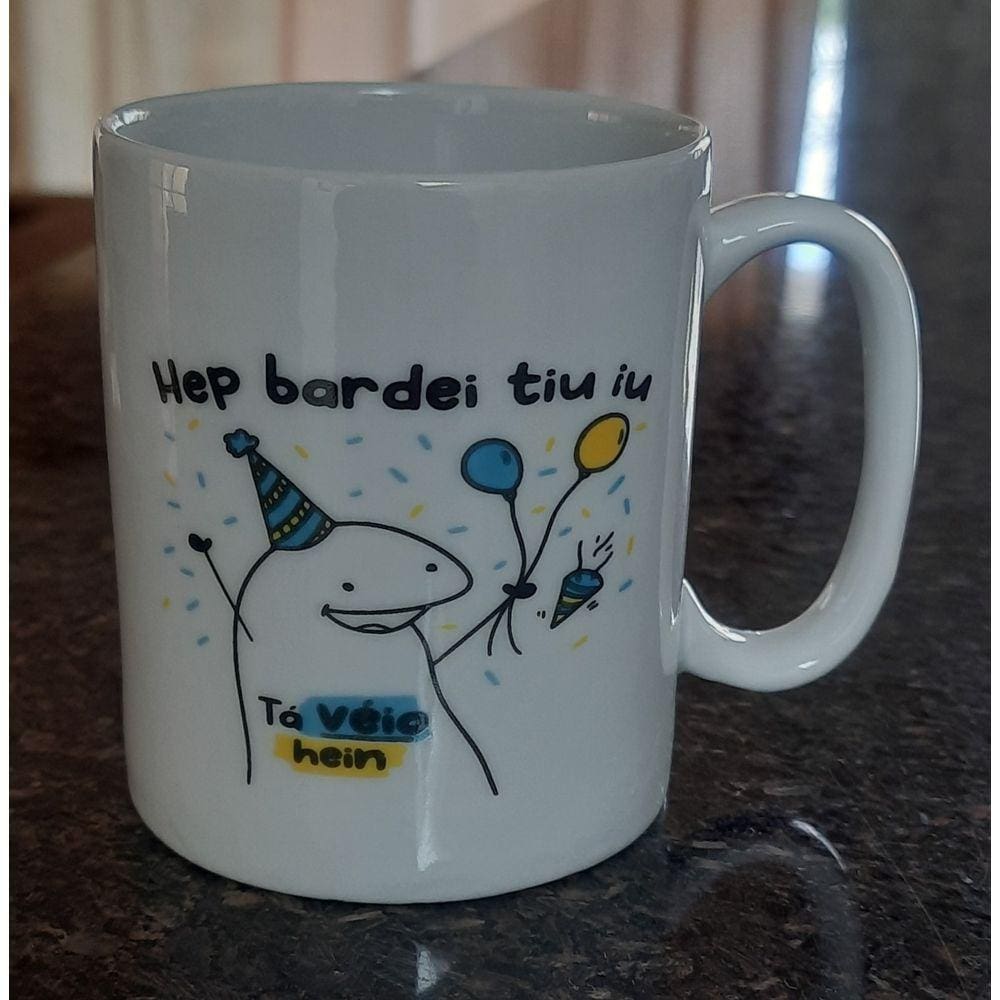 Caneca Flork Meme Hep bardei tiu iu Aniversário