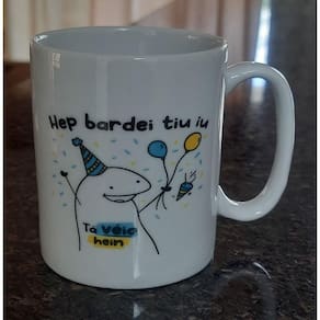 Caneca 300ml - Porcelana - Decoração Flork - Feliz Aniversário ELE