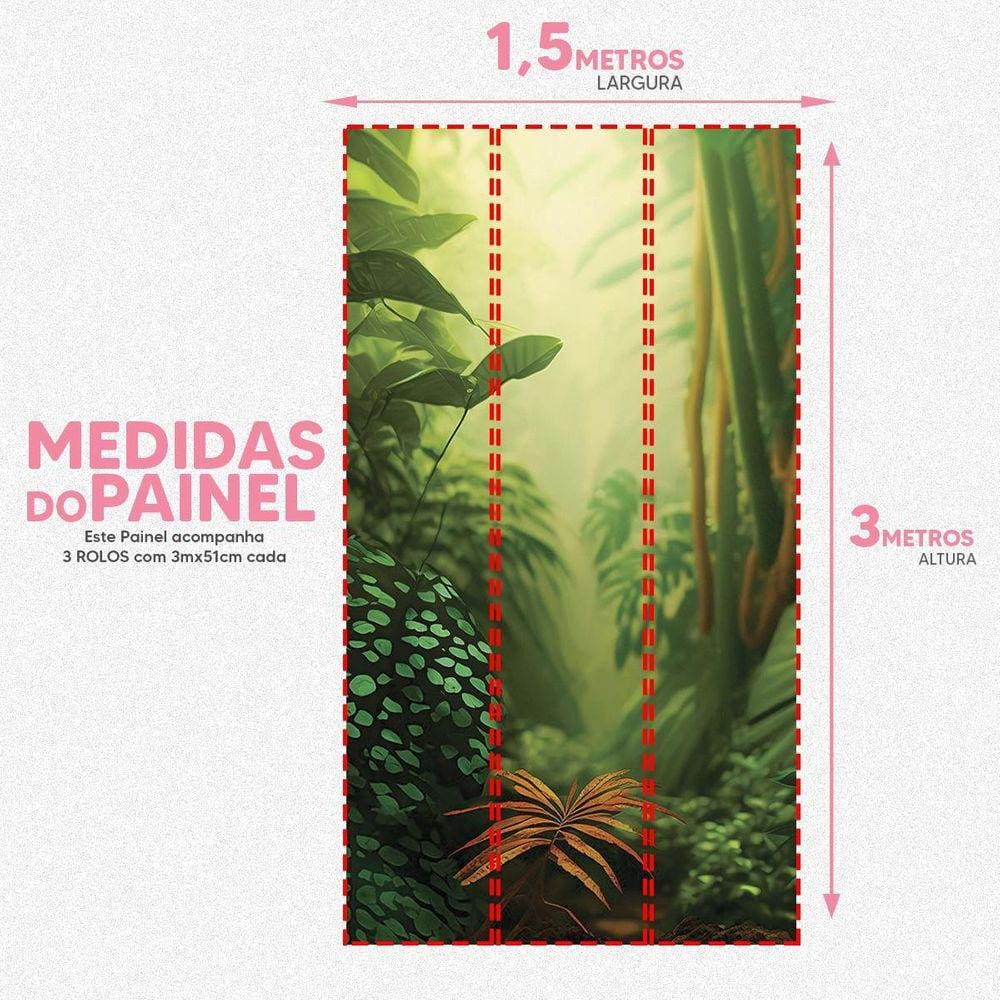 Papel De Parede Painel 3D Folha Floresta Tropical Viníl 1,5M