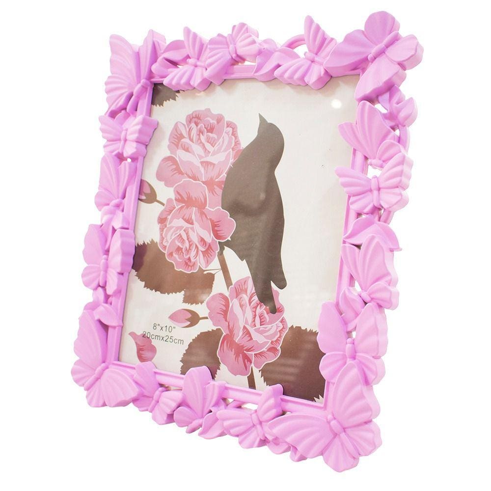Porta Retrato Decoração Foto 20x25 Rosa Borboletas 3d