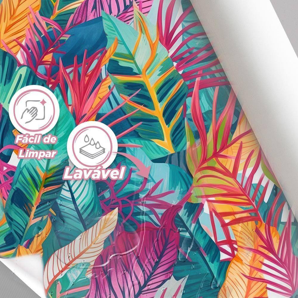 Papel De Parede Painel 3D Folhas Figueira Colorida 1,5M