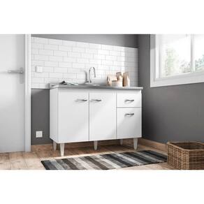Balcão Armário de Cozinha Gabriela 120cm Branco S/Tampo - AJL Móveis
