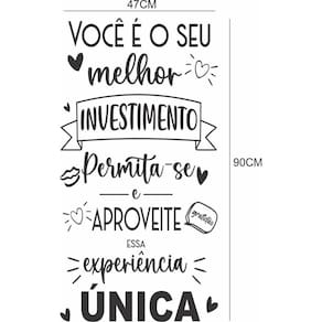 Adesivo De Parede Frase Você É Seu Melhor Investimento