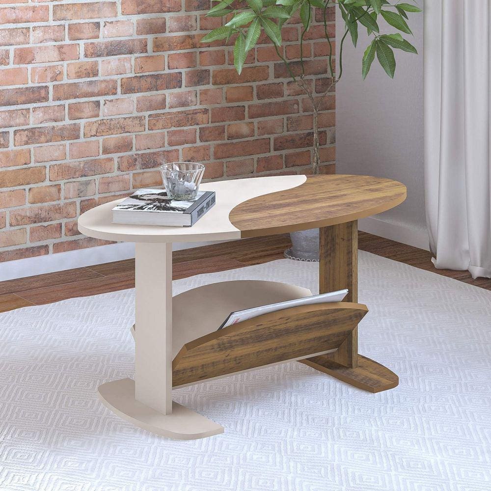 Mesa de Centro Oval Isis Artely Pinho/Off White