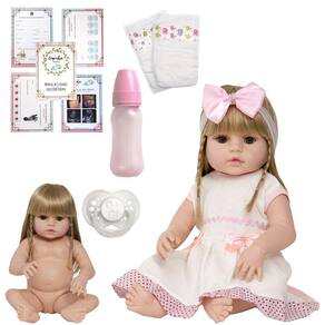 Kit Bebê Reborn Gêmeos Casal 52cm 100% Silicone Acessórios