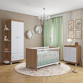 Conjunto Quarto Infantil Gutti Berço Comoda e Guarda Roupa