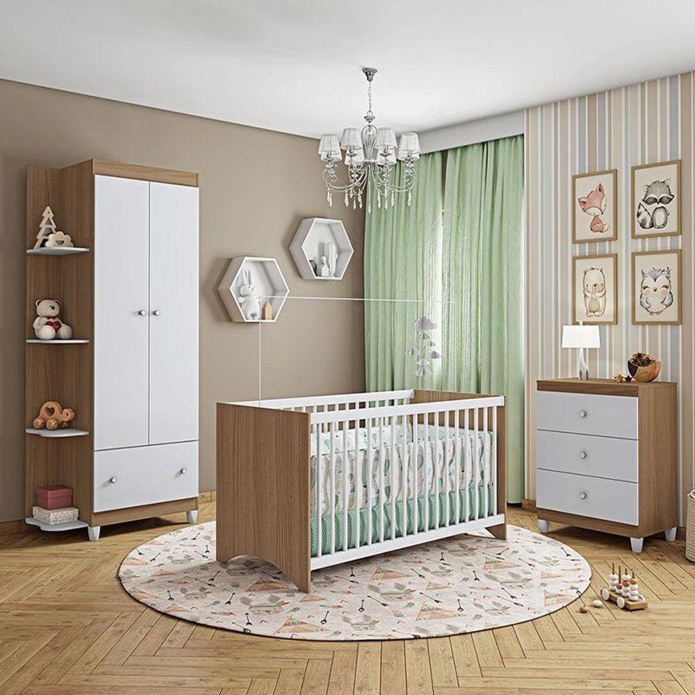 Conjunto Quarto Gutti Berço Com Colchão Comoda Guarda Roupa