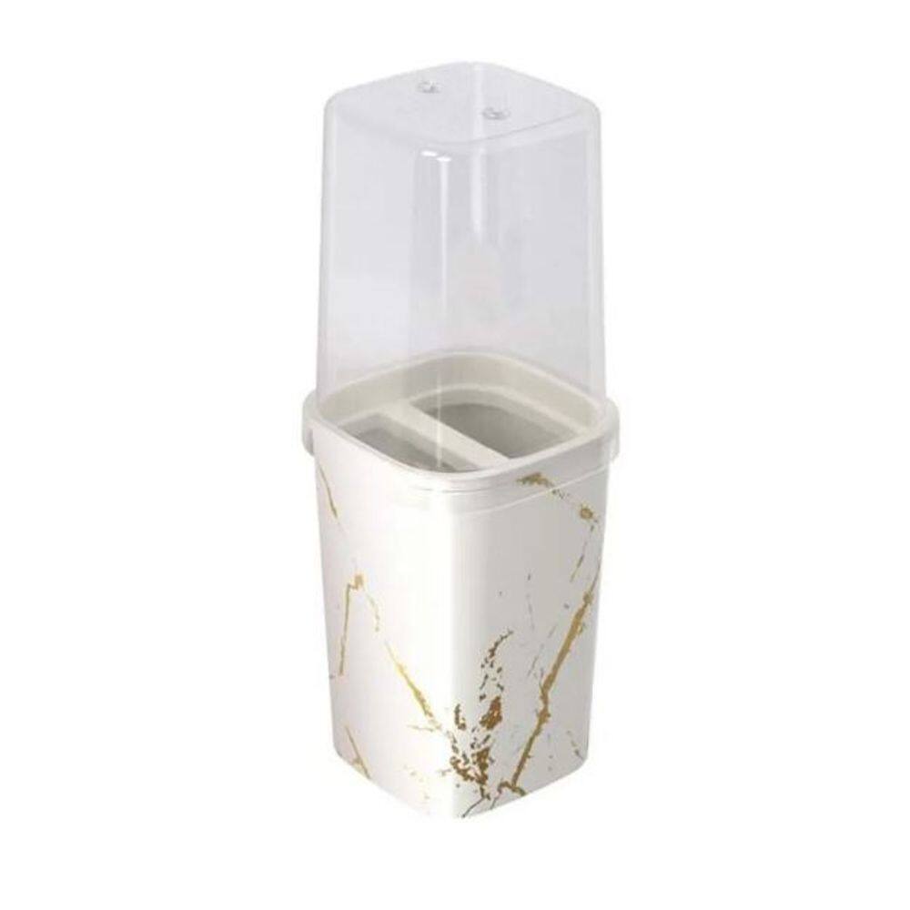 Porta Escova de Dente Decorado Classic Branco Mármore