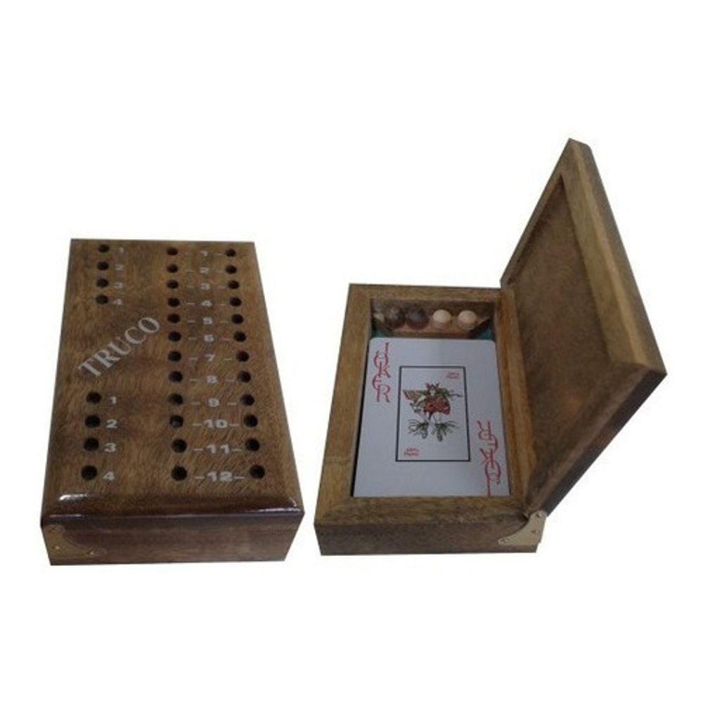 Marcador Truco Madeira 12,5x7,5m + 1 Baralho Carteado Cartas
