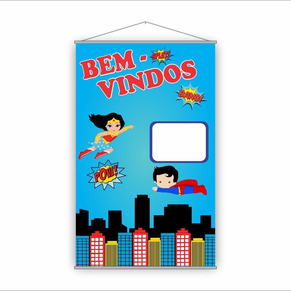 Banner Escolar Pedagógico Bem Vindos Heróis 120X65Cm